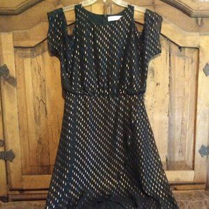 Bronze Black Hi Low Dress Cold Shoulder Large